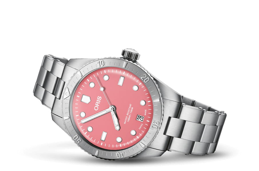 Oris Oris Divers Sixty‑Five 'Cotton Candy' 01 733 7771 4058-07 8 19 18 , наручные мужские часы фото под углом